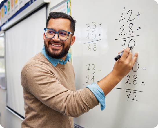 guy pointing at a white board